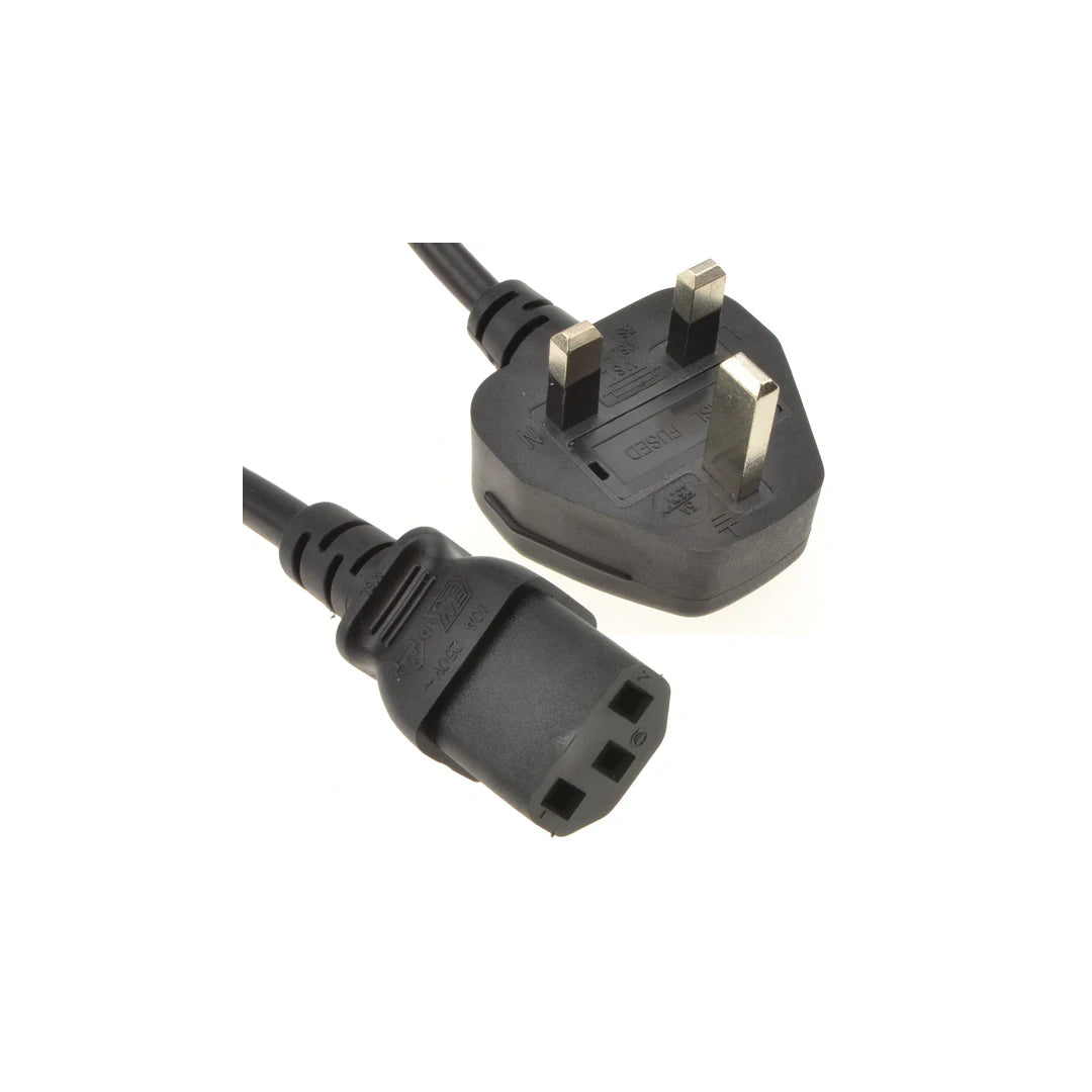 Power Cord UK Plug to IEC Cable PC Mains Kettle Lead C13