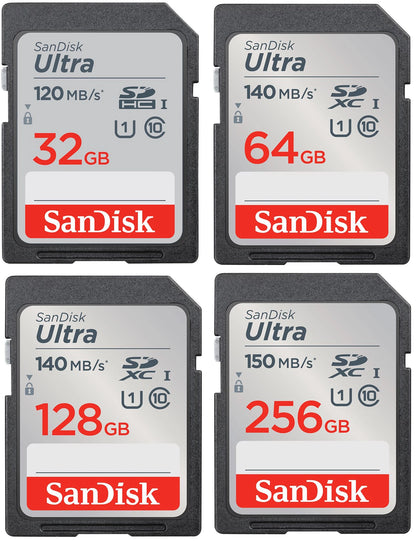 SanDisk Ultra SD Memory Cards SDHC & SDHX Class 10 32GB/64GB/128GB/256GB